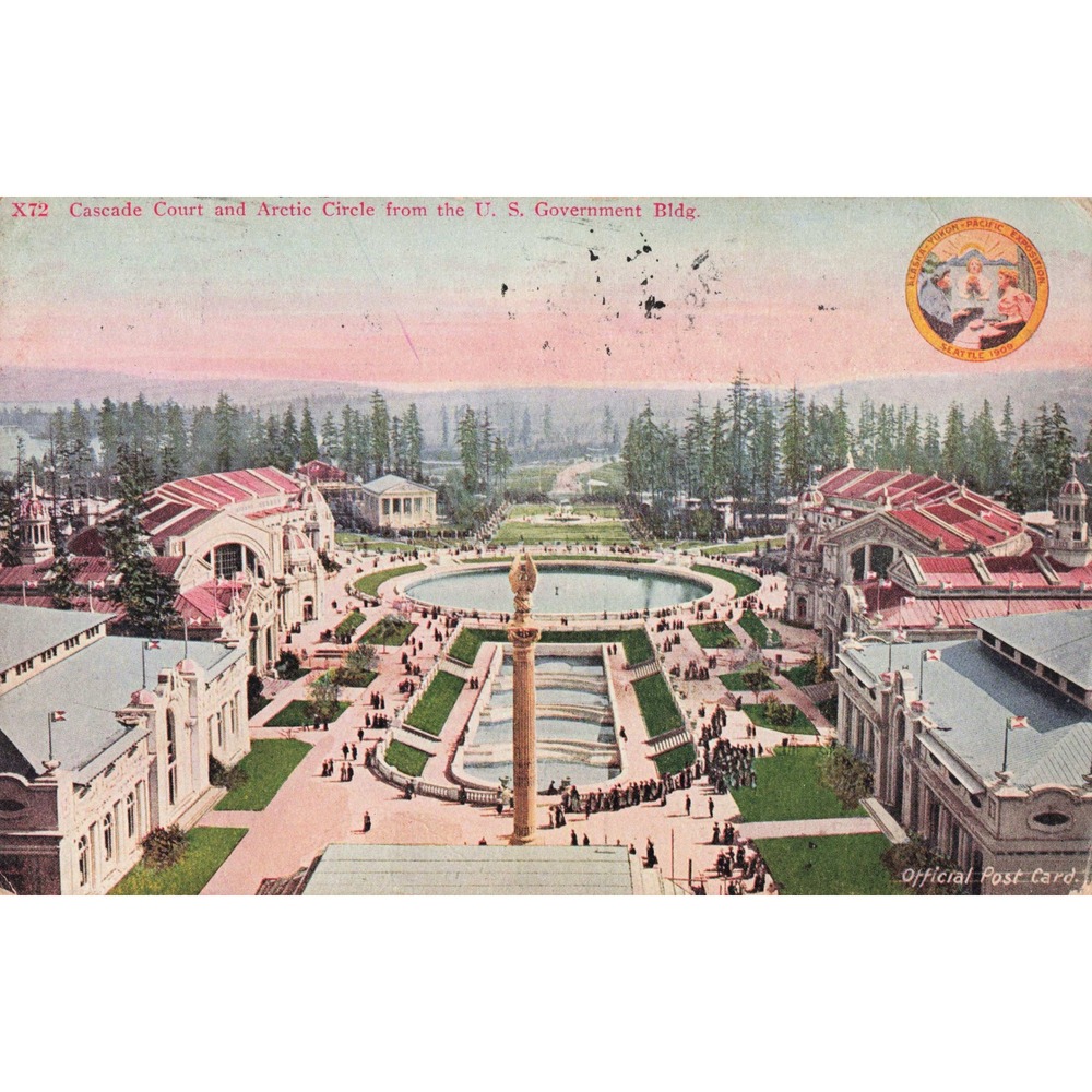 1909 Alaska Yukon Pacific Expo Seattle Cascade Court Arctic Circle Postcard X72